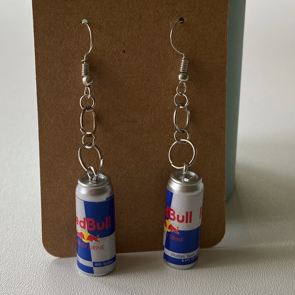 Red Bull Silver and Blue Earrings